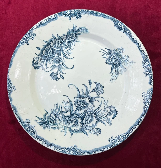 Service à Dessert BERNARDEAU 18 Pièces - Oeillet Bleu Chantilly - Porcelaine Française