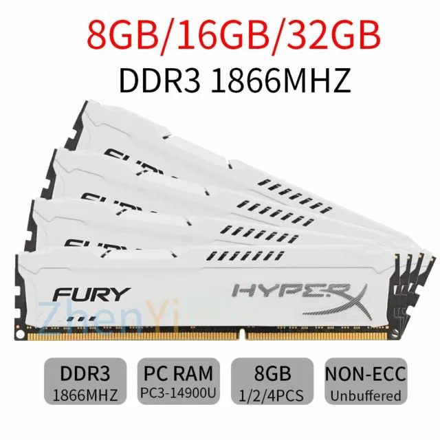 HyperX FURY 32GB 16GB 8GB DDR3 1866MHz PC3-14900 CL10 DIMM Memory SDRAM BT LOT