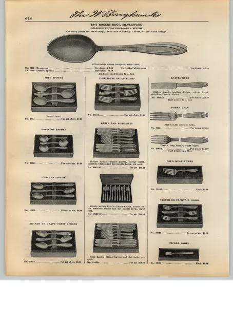 1931 PAPER AD 1847 Rogers Bros Silverware Silhouette Pattern Spoon Hollowware