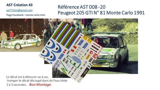 Peugeot 205 GTI N°81 Rallye Monte-Carlo 1991 - Miniature 1/43 AST Création