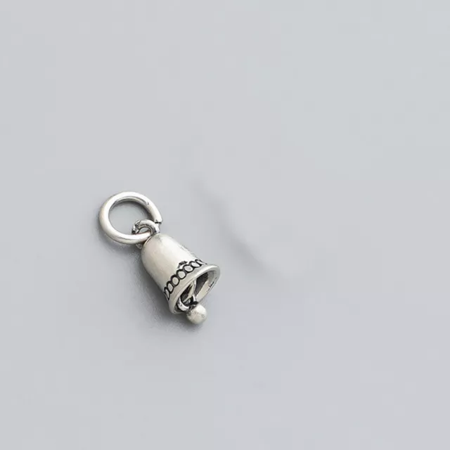 1 PC S925 Sterling Silver Vintage Bell Pendant Handmade DIY Bead for Bracelet