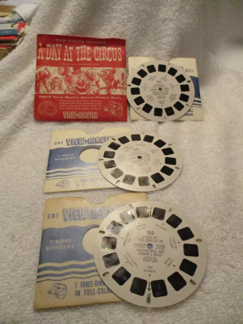 View Master Packet "Day At The Circus"  Reels 701, 702, 703, Dated 1952