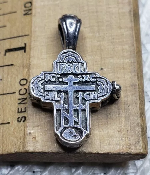 Vintage pendant medal Orthodox cross locket sterling silver 925 Christian G71