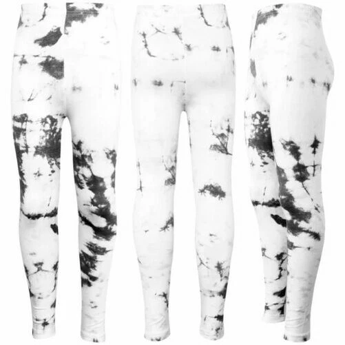 Bambine Leggings Cravatta Tintura Nero Stampa Elegante Fahsion Danza Pantaloni