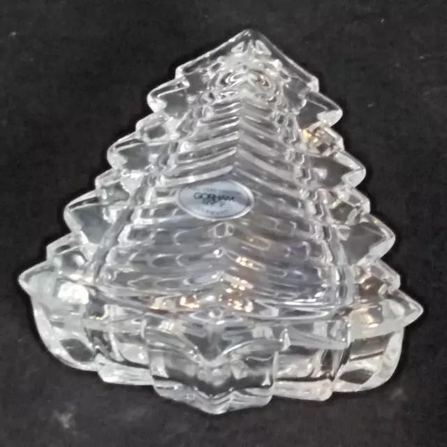 Vtg Gorham Germany Lead Crystal Christmas Tree Trinket Box 4.5" x 4" x 1.5" EUC
