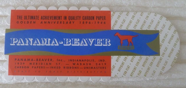 Unused Panama-Beaver Die Cut  Ink Blotter   Typewriter Ribbon Tin Go-With
