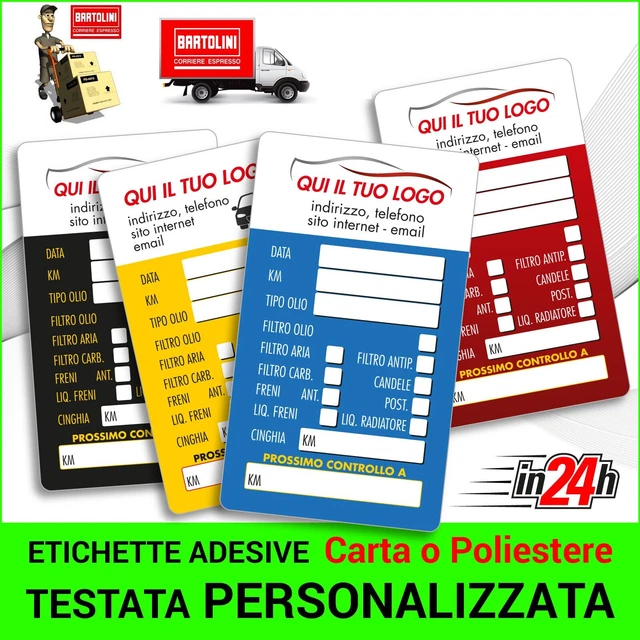 100 Etichette Tagliando Auto Adesive - Personalizzabili Con Logo Azienda, Carta Lucida, Made In Italy - Foto 3