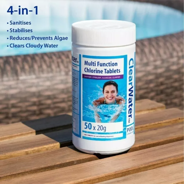 Bestway Clearwater Multifunction 1 KG Chlorine Tablets, 50 x 20g Pool Hot Tub 3