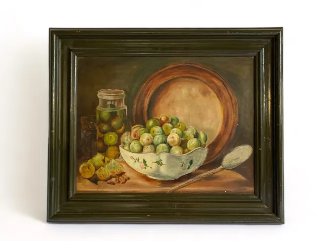 Oil Painting - Late 19th Century Naive Still Life with Walnuts