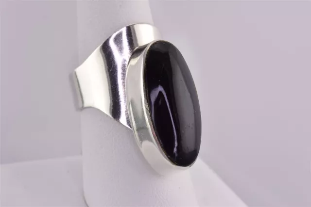 Taxco Sterling Silver Oval Black Onyx Drop Down Statement Band Ring 925 Sz: 8