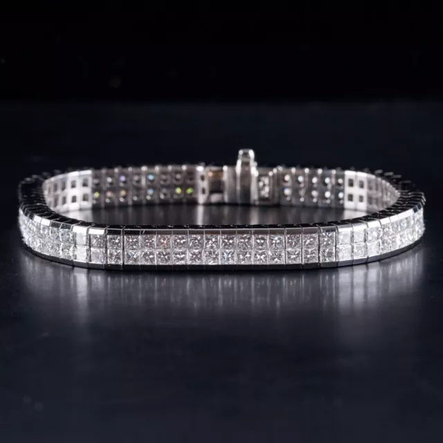 Princess Lab-Created Diamond Double Row Style Tennis Bracelet 16 Ct 7.50"