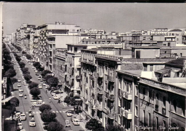 Cartolina Cagliari Citta' Via Dante   B/N Viaggiata 1962    Regalo