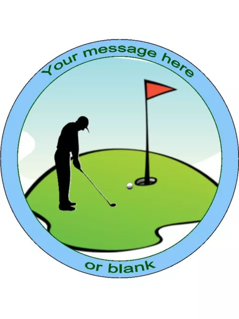 Personalised Golf / Golfer Silhouette 7.5" Edible Wafer Paper Cake Topper