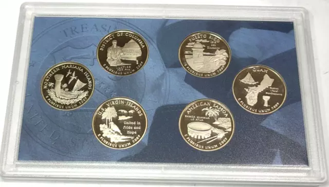 2009 S Proof Quarter Set DC & US Territories 6 Coins 25 Cent Somoa, DC, Guam +