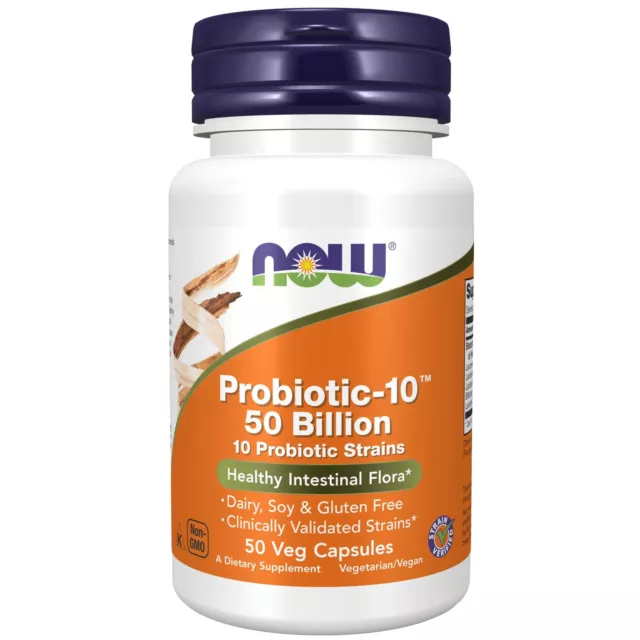 Now Foods Probiotic-10 50 Milliard 50 Végétarien Capsules, Santé Digestive, Gut