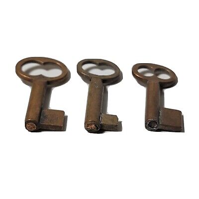 3 Vtg Uncut Brass Unfinished Manufacturing Skeleton Keys Approx 1 1/8-1.25 Long