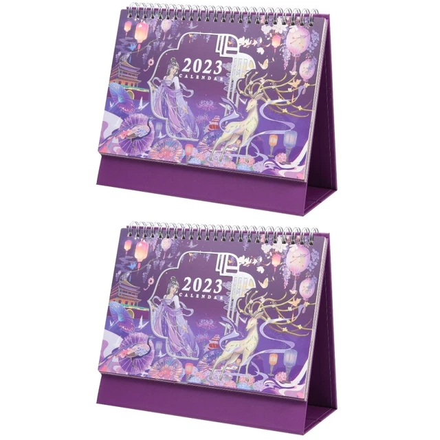 2 PCS Calendario Da Tavolo 2023 Piccolo Calendario Vintage ▾ Ufficio