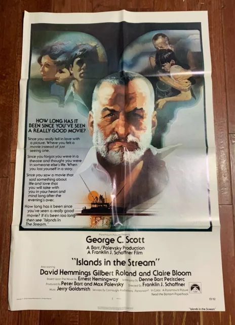 1977 ISLANDS IN THE STREAM 27x41" 1-SH Movie Poster FN+ 6.5 George C. Scott