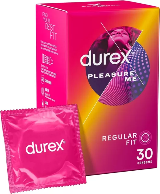 30 X 1 Durex Pleasure Me Latex Condoms Regular Fit-AU