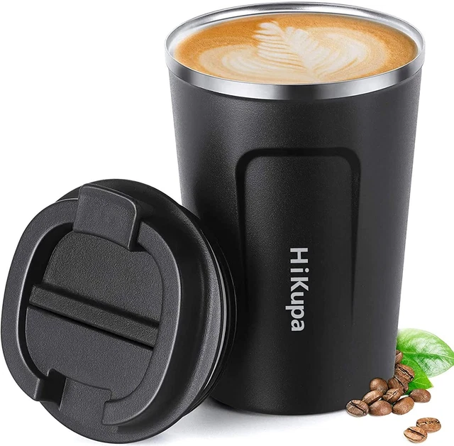 HiKupa Insulated Travel Mug Leakproof 13 oz - Stainless Steel Vacuum Thermal Cup