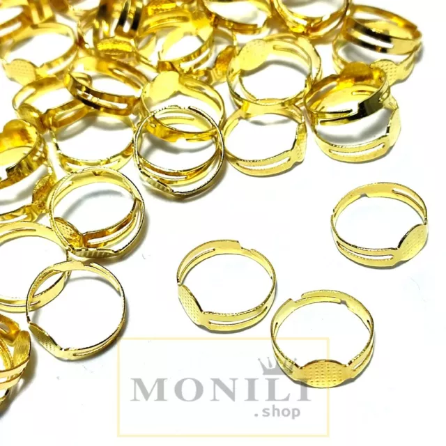 1000pz base per anelli regolabile anello 5mm colore oro nickel free