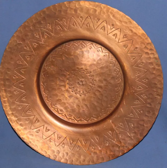 Vintage Hand Made Engraved Copper Wall Hanging Plate