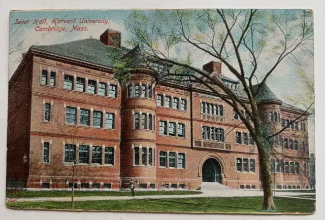 ca 1900s MA Postcard Cambridge Harvard College University Sever Hall building