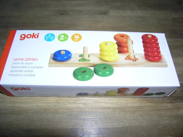 Goki 58941 Lernspiel Sortierspiel Lerne Zählen mit Ringen aus Holz