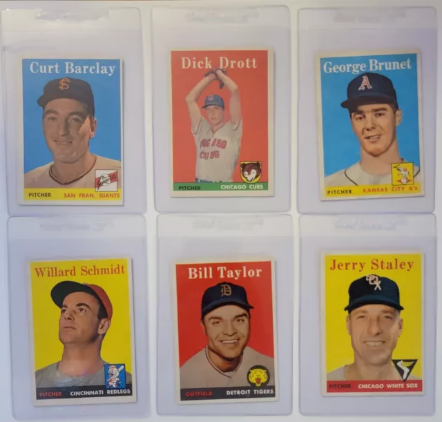 1958 Topps 11 Card Lot Dick Drott Rookie Card Curt Barclay Cubs Giants A's etc.