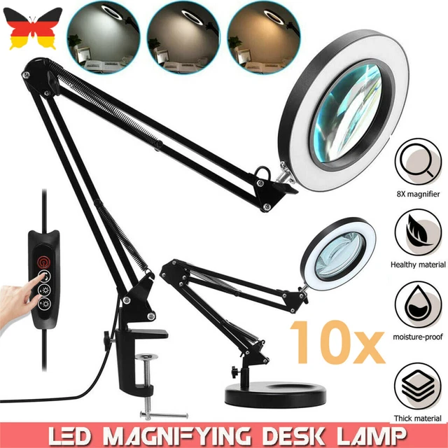 Lámpara de trabajo 10X Lámpara de escritorio Lupa con clip y soporte Lupa LED