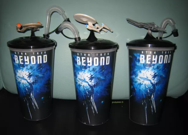 STAR TREK SET KINO TRINK BECHER CINEMA MOVIE CUP mit 3 Topper / Figuren  NEU NEW