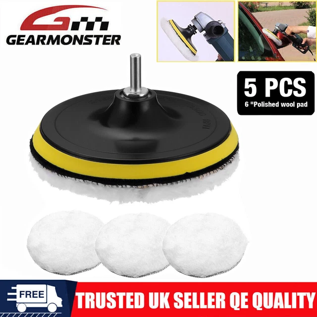 6" Buffing Polishing Pads Wool Wheel Mop Set For Car Polisher Drill Adatper 5PCS