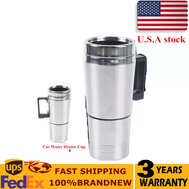 12V Car Heating Cup Coffee Maker Travel Portable Pot Heated Thermos Mug Kettle 2