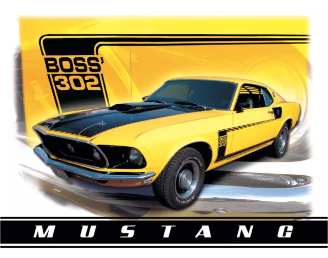 Ford Mustang Boss 302 Nostalgic Tin Metal Sign Man Cave Garage Decor 12.5 x 16