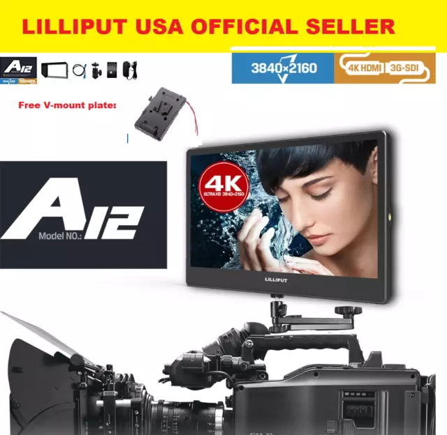 LILLIPUT A12 12.5 " 4K Moniteur 3840 x 2160 Avec HDMI,Displayport,Sdi + V-Mount