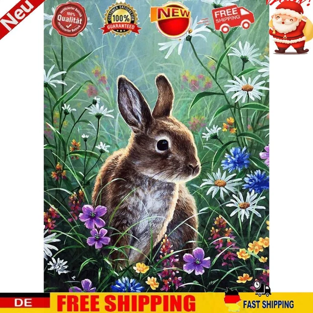 5D DIY Crystal Mosaic Kits Rabbit Diamond Art Painting Kits for Home Wall Decor