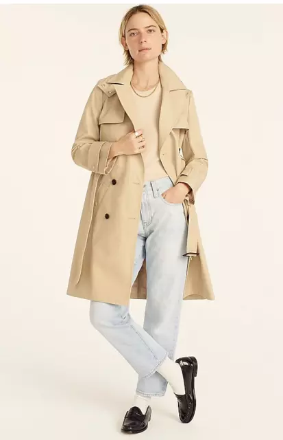 J.Crew Womens $348 Petite New Icon Trench Coat Vintage Khaki Size P2 BF458 2