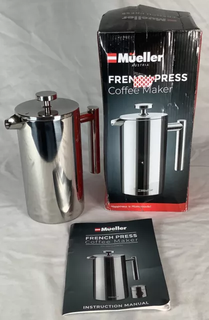 Mueller Austria French Press Coffee Maker Stainless Steel 34 oz Open Box