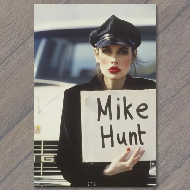 POSTCARD Gag Name Mike Hunt My C**t Funny Limo Driver Prank Call Phonetic Spell