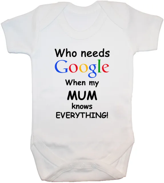 Gilet Who Needs Google Mum Babygrow Culto Rompente Nuovo Confezione Da 24 M Ragazza Ragazza Regalo Divertente