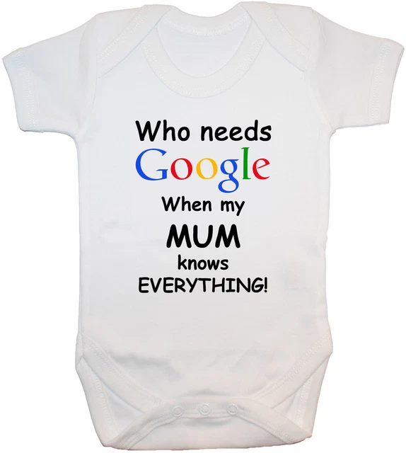 Gilet Who Needs Google Mum Babygrow Culto Rompente Nuovo Confezione Da 24 M Ragazza Ragazza Regalo Divertente