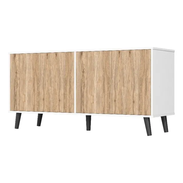 Better Home Products Sideboard Buffet Cabinet with Storage in White & Natural