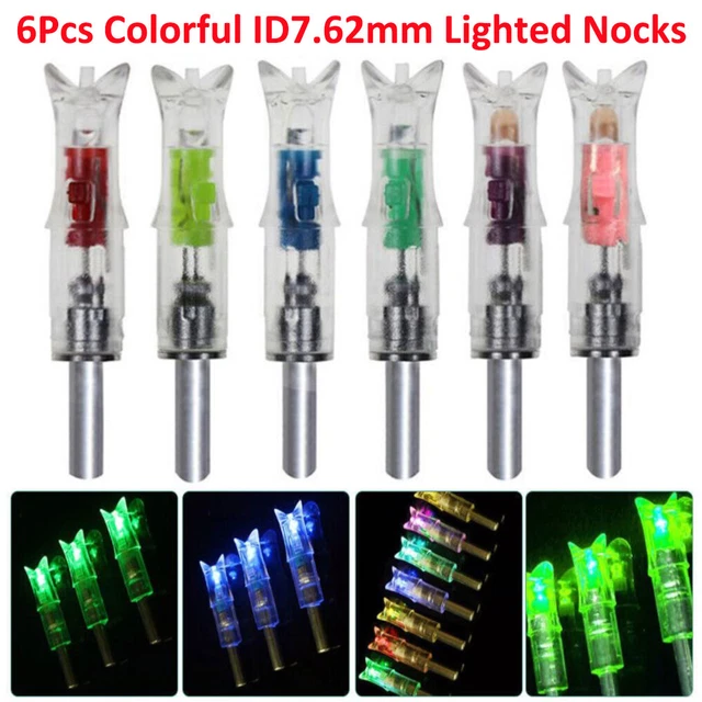 6PCS Lighted Nocks for Crossbow with .300/7.62mm Inside Diameter Arrow Led Nocks