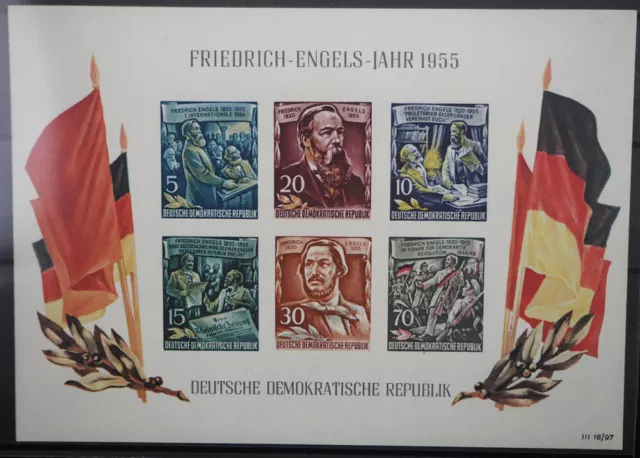 1955 DDR, Engels-Block, postfrisch, einwandfrei.