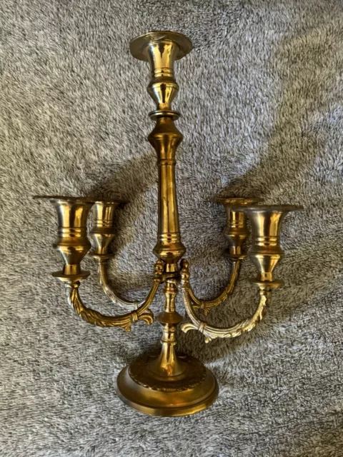 Vintage Brass Candelabra That Holds 5 Total Candles