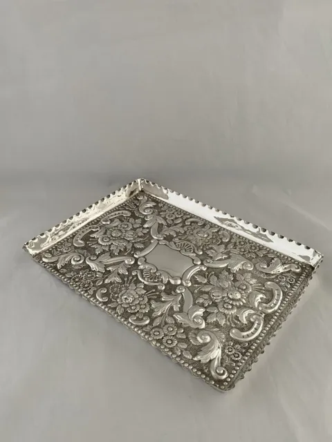 LARGE Sterling Silver Dressing Table Tray 1893 Birmingham ANTIQUE Victorian Tray