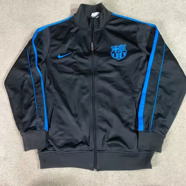 FC Barcelona Jacket Mens Small S Black Blue Nike Better World Football Soccer