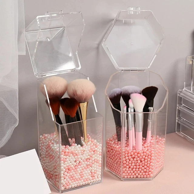 1 PC Perle Acrylique Transparent Cosmétique Organiseur Maquillage Brosse Boite H