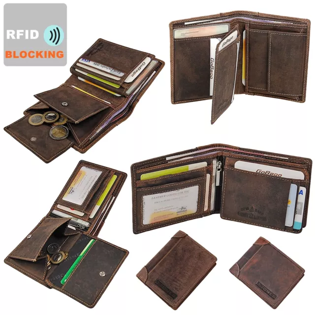 Herren Leder Geldbörse Echtleder Portemonnaie RFID-Schutz Geldbeutel Portmonee