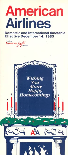 Airline Timetable - American - 14/12/85 - Christmas